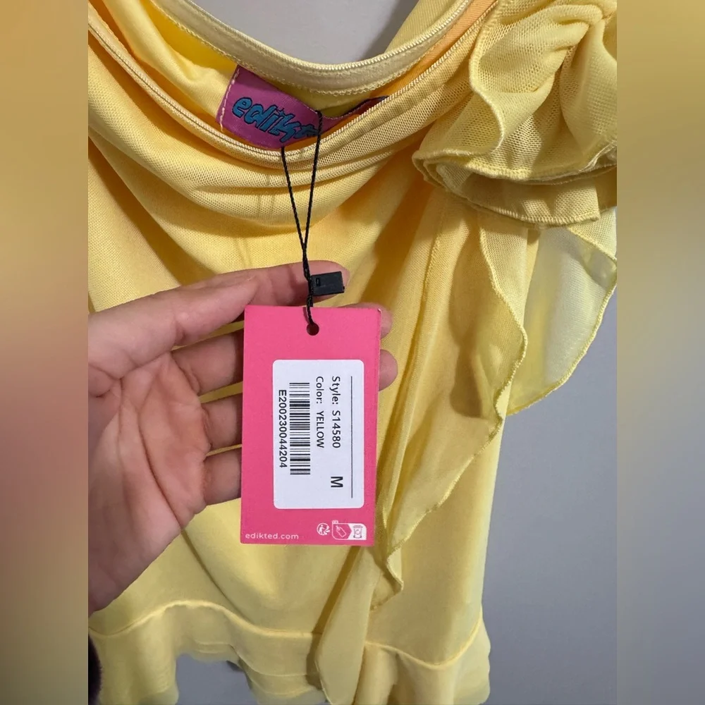 THALIA FLOWER PIN RUFFLE MINI DRESS - Picture 5 of 5